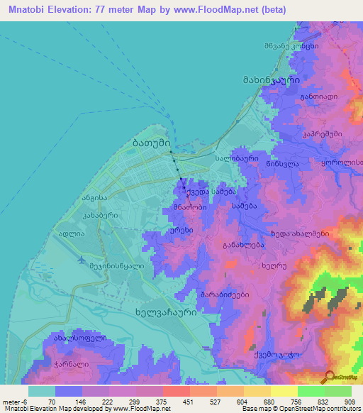 Mnatobi,Georgia Elevation Map