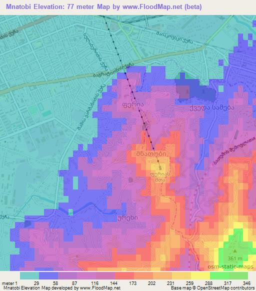 Mnatobi,Georgia Elevation Map
