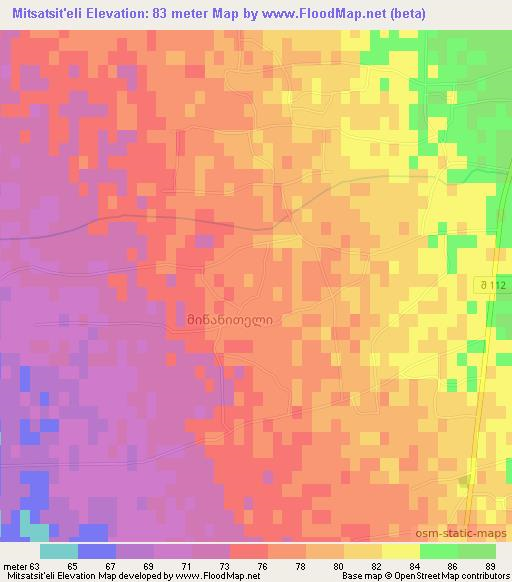 Mitsatsit'eli,Georgia Elevation Map