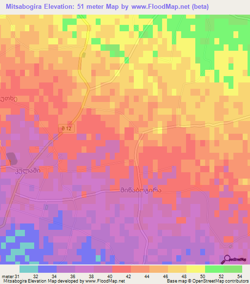 Mitsabogira,Georgia Elevation Map