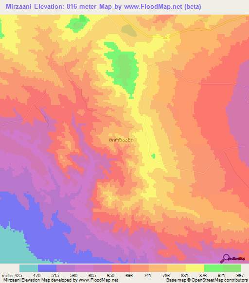 Mirzaani,Georgia Elevation Map