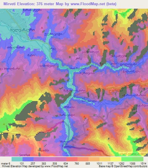Mirveti,Georgia Elevation Map