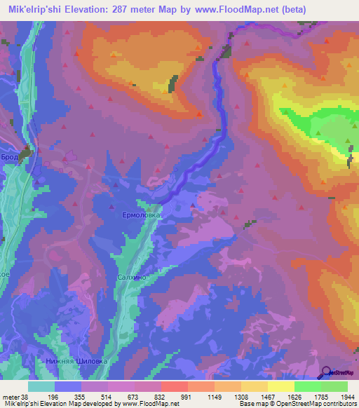 Mik'elrip'shi,Georgia Elevation Map