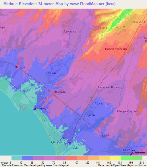 Merkula,Georgia Elevation Map