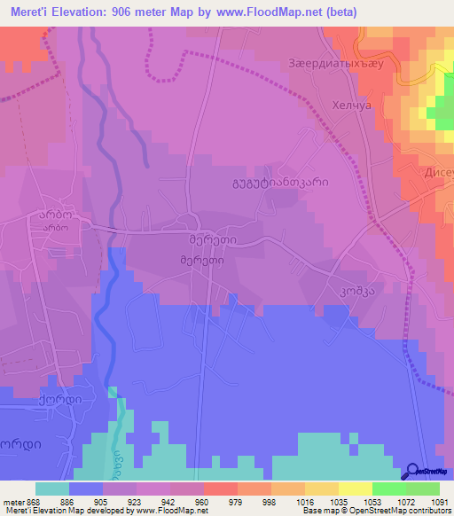 Meret'i,Georgia Elevation Map