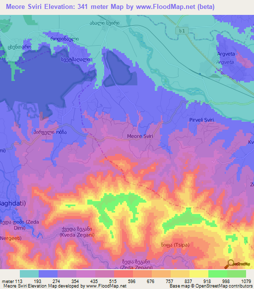 Meore Sviri,Georgia Elevation Map
