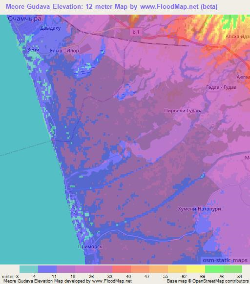 Meore Gudava,Georgia Elevation Map