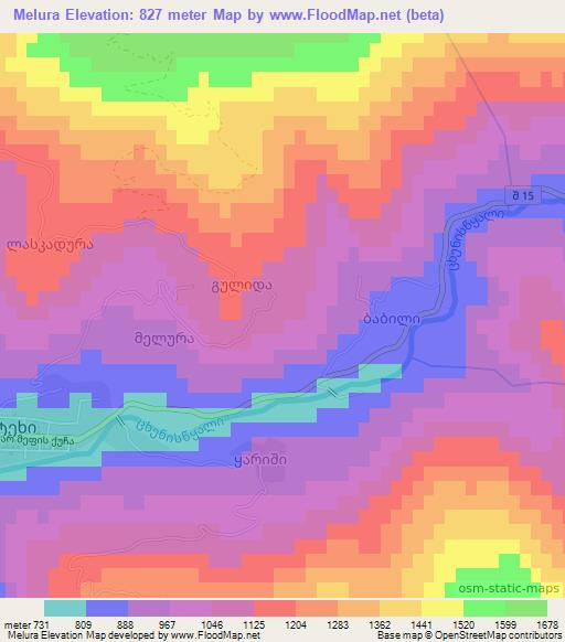 Melura,Georgia Elevation Map