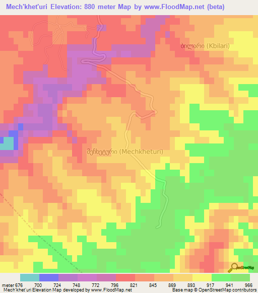 Mech'khet'uri,Georgia Elevation Map