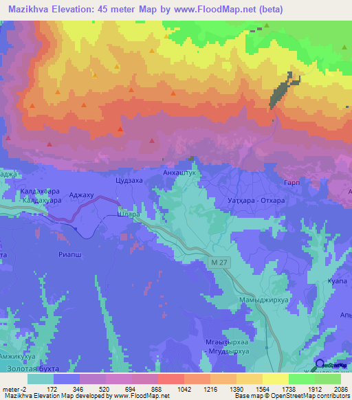 Mazikhva,Georgia Elevation Map