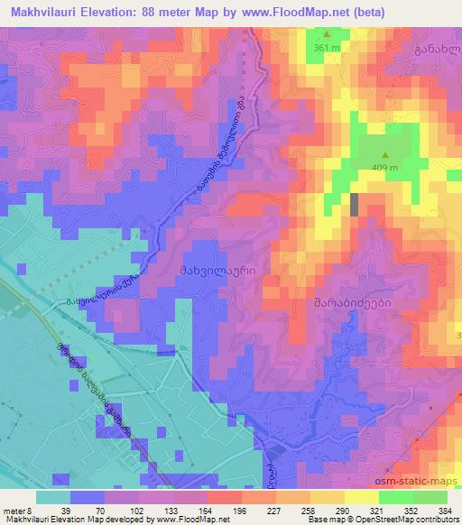 Makhvilauri,Georgia Elevation Map
