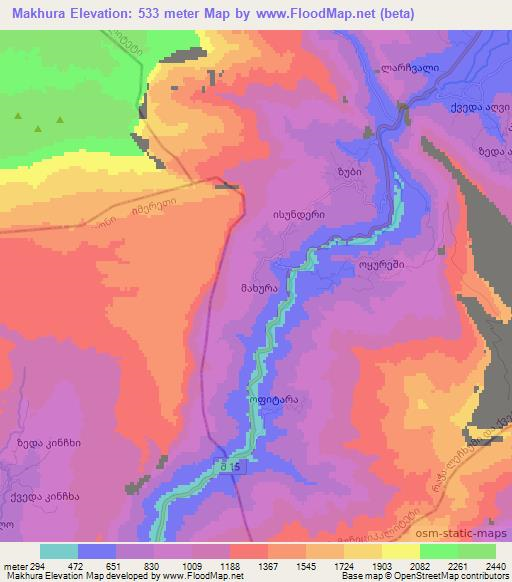 Makhura,Georgia Elevation Map