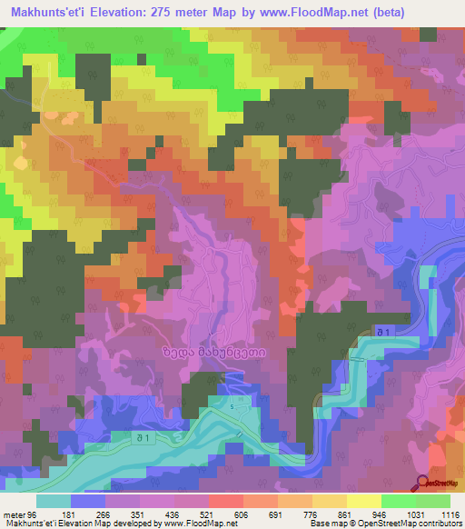 Makhunts'et'i,Georgia Elevation Map