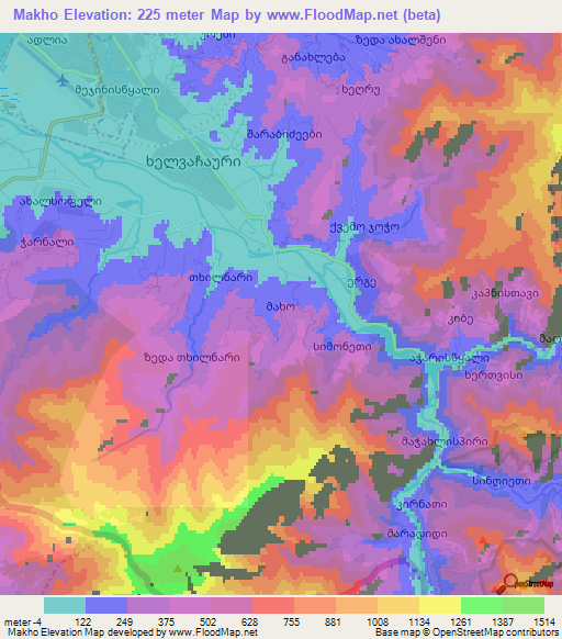 Makho,Georgia Elevation Map