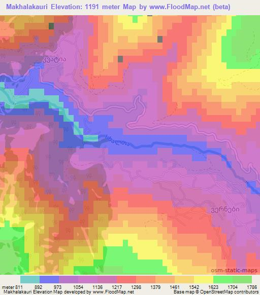 Makhalakauri,Georgia Elevation Map