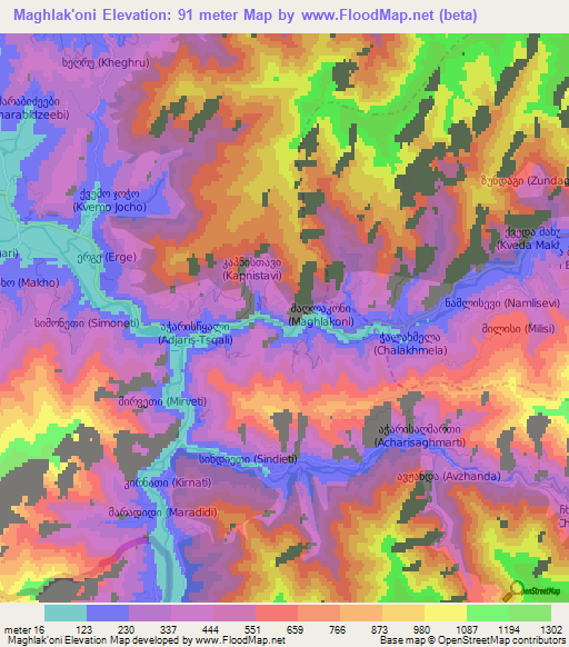 Maghlak'oni,Georgia Elevation Map