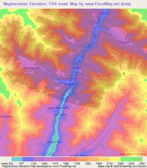 Magharoskari,Georgia Elevation Map