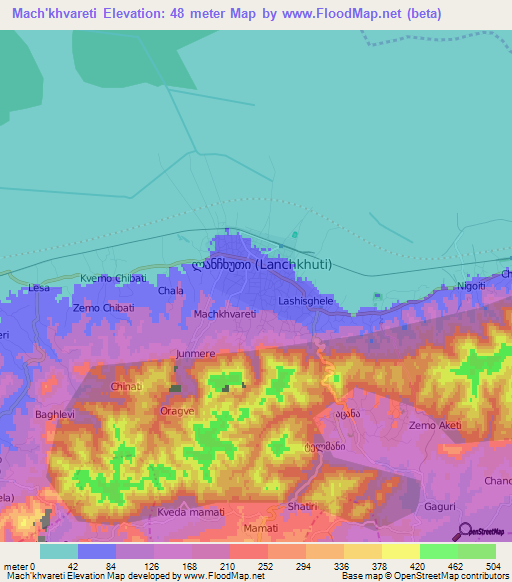 Mach'khvareti,Georgia Elevation Map