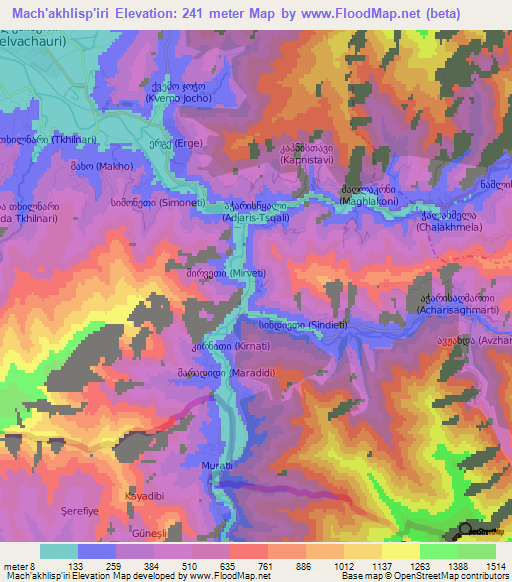 Mach'akhlisp'iri,Georgia Elevation Map