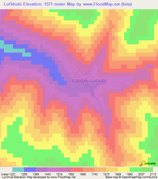 Lut'khubi,Georgia Elevation Map