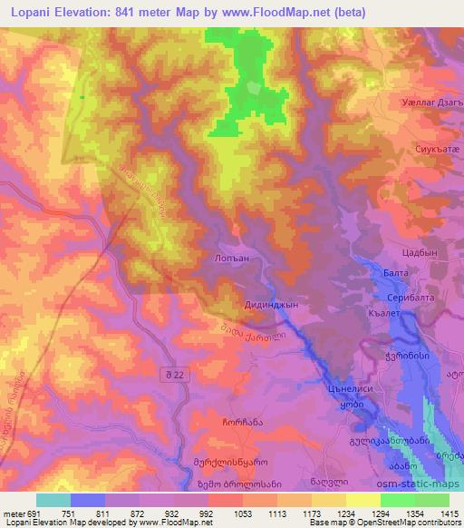 Lopani,Georgia Elevation Map