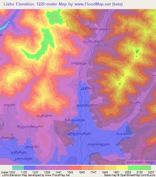 Lisho,Georgia Elevation Map