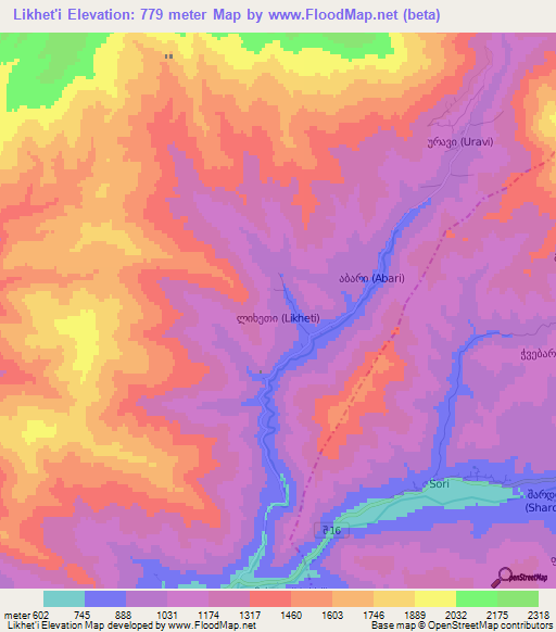 Likhet'i,Georgia Elevation Map