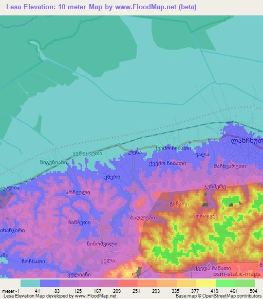 Lesa,Georgia Elevation Map