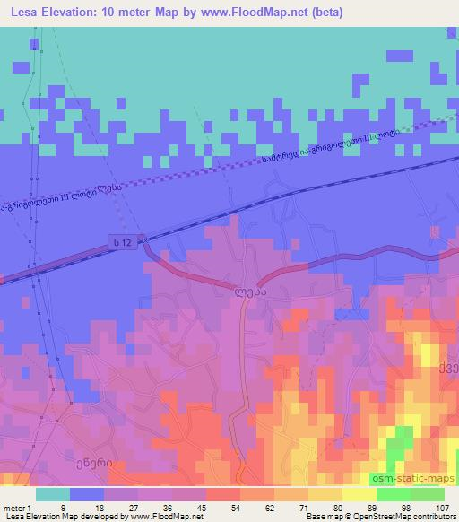 Lesa,Georgia Elevation Map