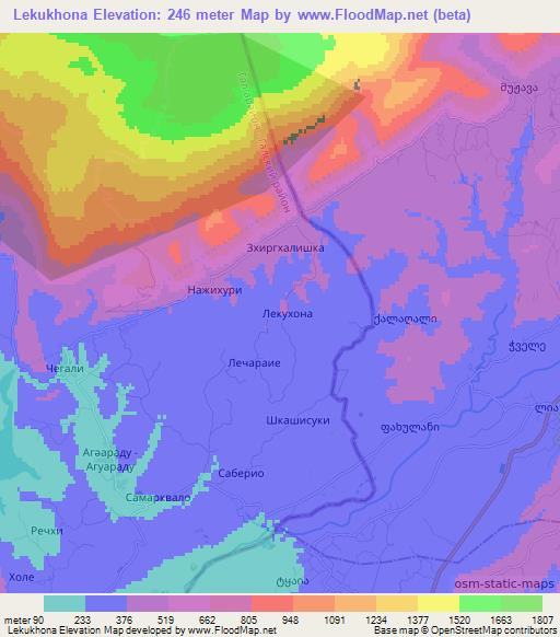 Lekukhona,Georgia Elevation Map
