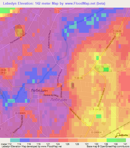 Lebedyn,Ukraine Elevation Map