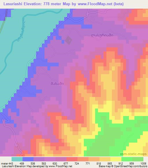 Lasuriashi,Georgia Elevation Map