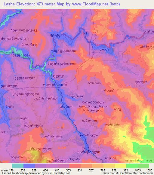 Lashe,Georgia Elevation Map