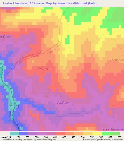 Lashe,Georgia Elevation Map