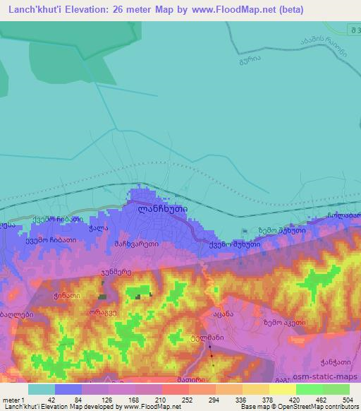 Lanch'khut'i,Georgia Elevation Map