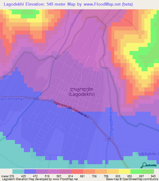 Lagodekhi,Georgia Elevation Map