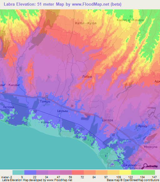 Labra,Georgia Elevation Map
