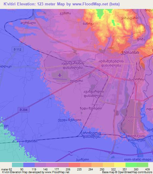 K'vitiri,Georgia Elevation Map