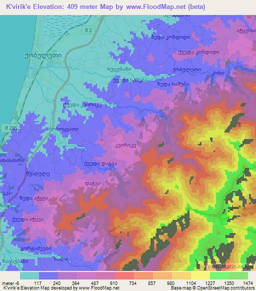 K'virik'e,Georgia Elevation Map