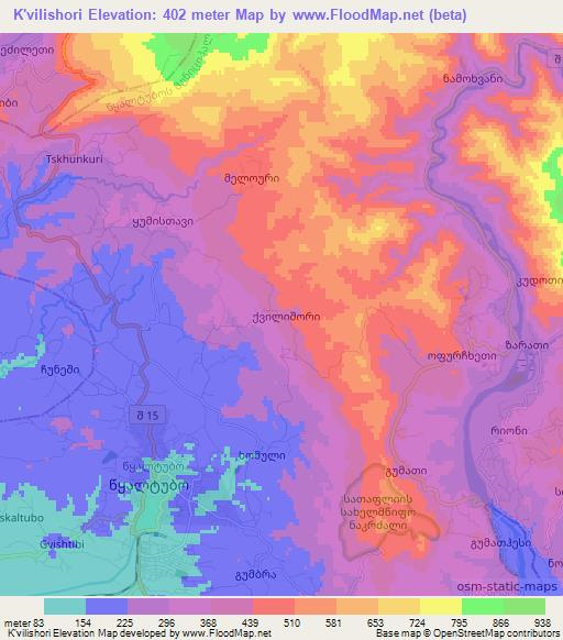 K'vilishori,Georgia Elevation Map