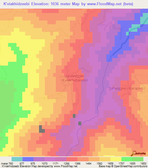 K'viakhidzeebi,Georgia Elevation Map