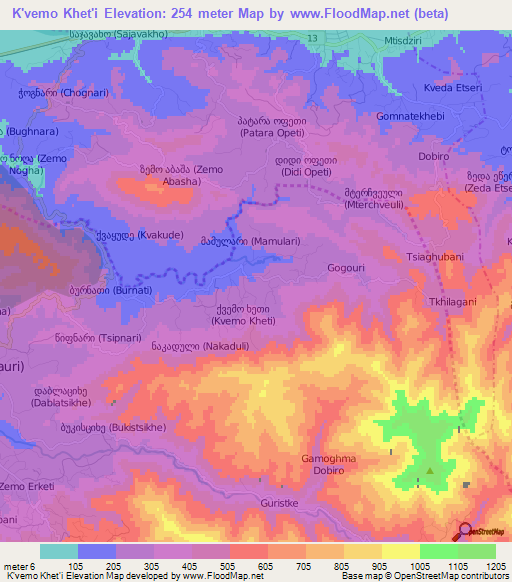K'vemo Khet'i,Georgia Elevation Map