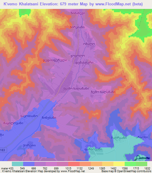 K'vemo Khalatsani,Georgia Elevation Map