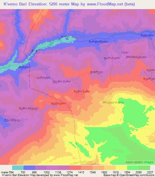 K'vemo Bari,Georgia Elevation Map