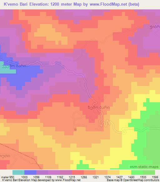 K'vemo Bari,Georgia Elevation Map