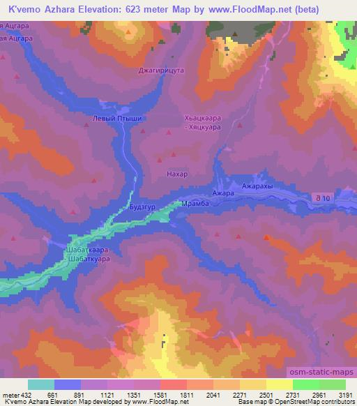 K'vemo Azhara,Georgia Elevation Map