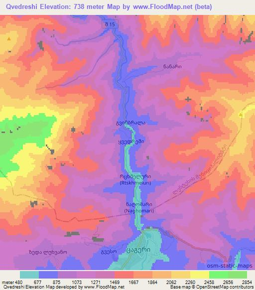 Qvedreshi,Georgia Elevation Map