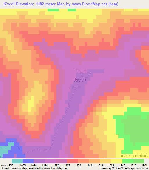 K'vedi,Georgia Elevation Map