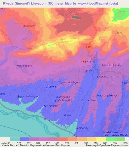 K'veda Simonet'i,Georgia Elevation Map