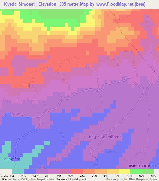 K'veda Simonet'i,Georgia Elevation Map